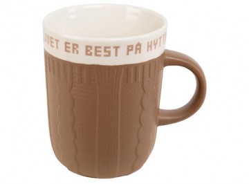 Krus keramikk Best på hytta. Lys brun