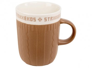 Krus keramikk Strikkekos lys brun